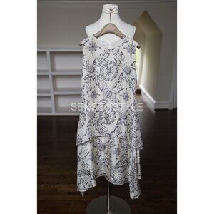 Brunello Cucinelli Silk Elegant dress ruffle summer print top designer size XXS